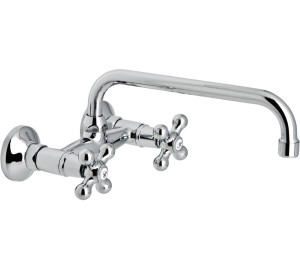Grifo de cocina mural 15 cm caño tubo alto 24 cm Cromado New Regent